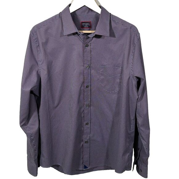 UnTuckit Symington Wrinkle Free Shirt Size Large Blue Red Check Button Down - Picture 1 of 6